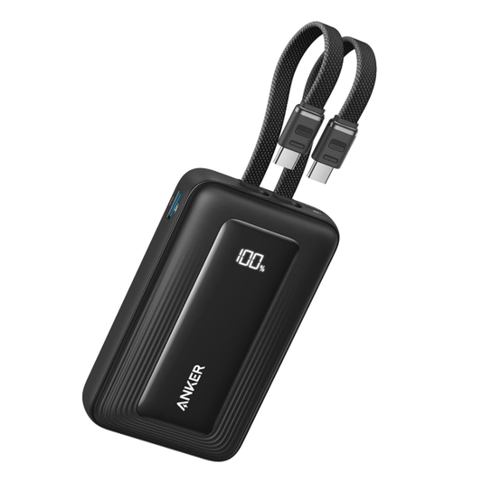 Anker Zolo Power Bank (10000mAh, 35W, Built-In Dual USB-Cケーブル) (モバイルバッテリー 10000mAh 最大35W出力 ケーブル一体型 ディスプレイ搭載) 【PD/PowerIQ搭載/PSE技術基準適合】iPhone 16 / 15 Android iPad その他各種機器 (ブラック)