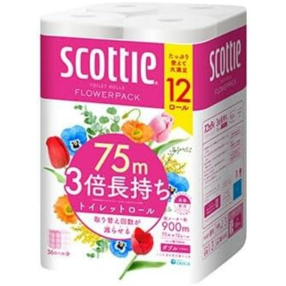 クレシア スコッティ フラワーパック 3倍長持ち（ダブル） 75m×12ロール【2個セット】