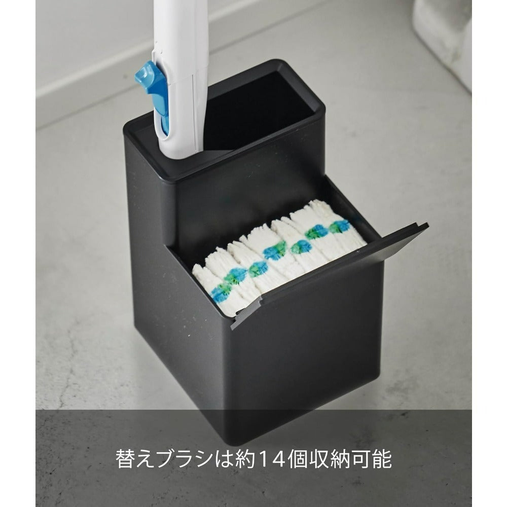 山崎実業(Yamazaki) 替えブラシ 収納付き 流せるトイレブラシ スタンド ブラック 約W11XD12XH17cm タワー tower トイレブラシケース トイレ掃除 5723