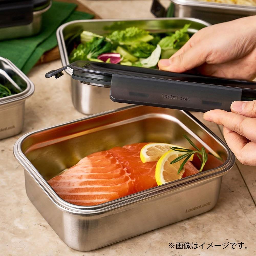 【訳あり】ベストコ ステンレス保存容器 電子レンジ オーブン 食洗機 対応 400ml 長方形 シルバー ロック&ロック ステンハード LST511
