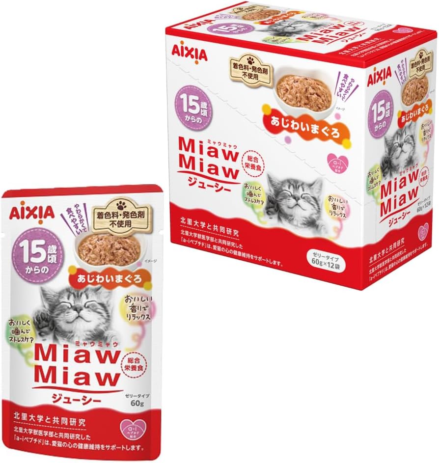 【訳あり】【賞味期限：2027.12.1】ミャウミャウ (MiawMiaw) ジューシー 15歳頃からのあじわいまぐろ 60g×12個セット