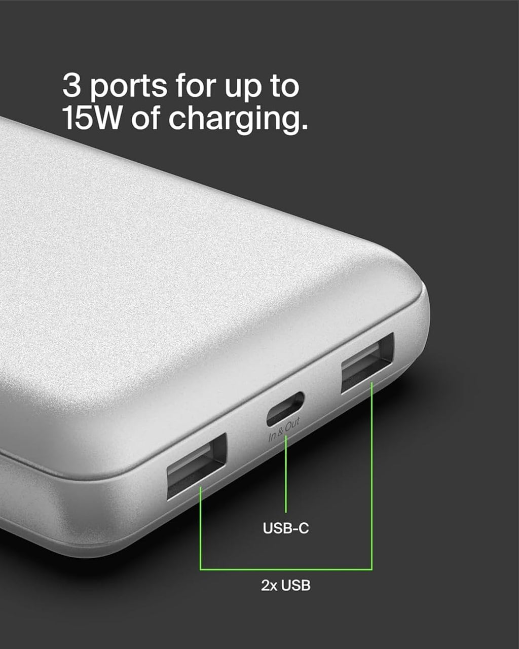 Belkin モバイルバッテリー 3C対応 CCC 20000mAh 大容量 3台同時充電 最大15W出力 USB-C USB-A iPhone Android 対応 PSE認証済 機内持ち込み 災害 旅行 2年保証 BPB012btSL スペースグレイ