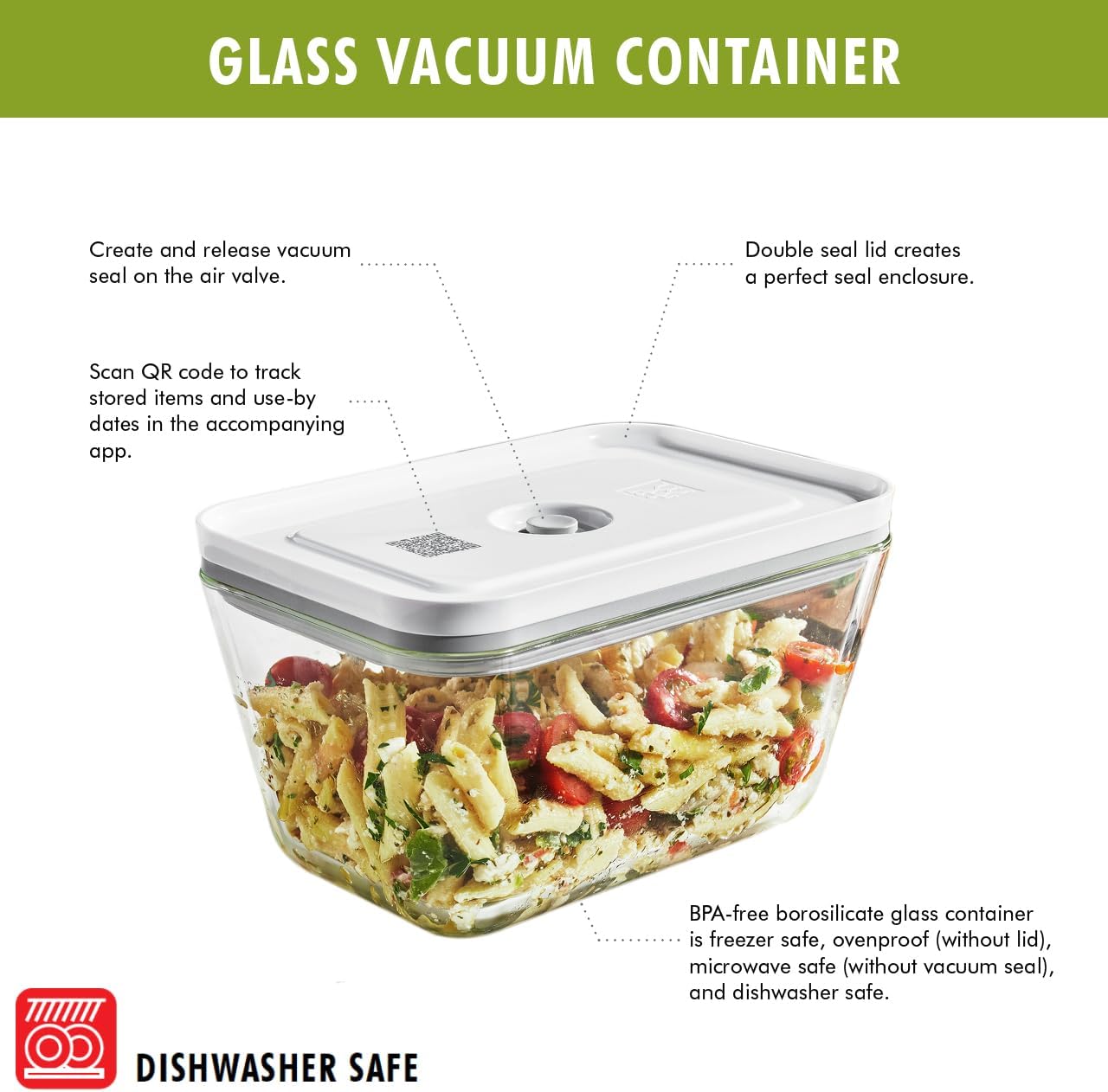 ZWILLING Fresh & Save ガラス製密閉食品保存容器 食事準備容器 - M
