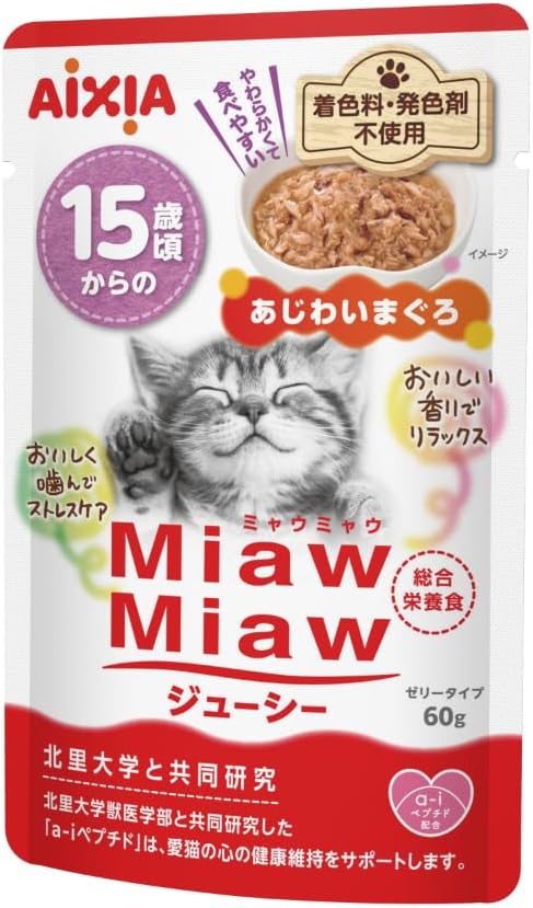 【訳あり】【賞味期限：2027.12.1】ミャウミャウ (MiawMiaw) ジューシー 15歳頃からのあじわいまぐろ 60g×12個セット