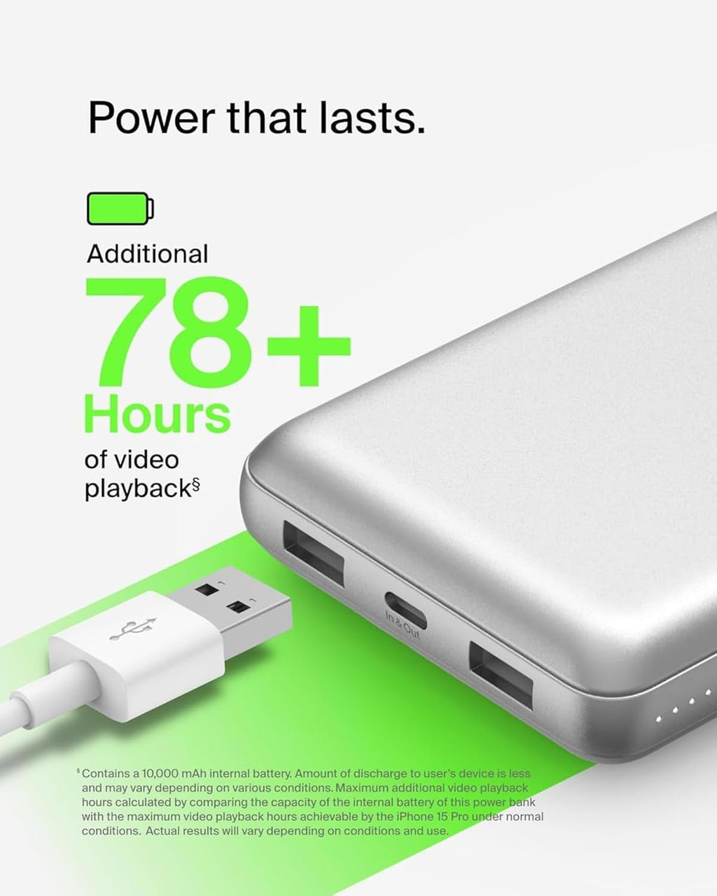 Belkin モバイルバッテリー 3C対応 CCC 20000mAh 大容量 3台同時充電 最大15W出力 USB-C USB-A iPhone Android 対応 PSE認証済 機内持ち込み 災害 旅行 2年保証 BPB012btSL スペースグレイ
