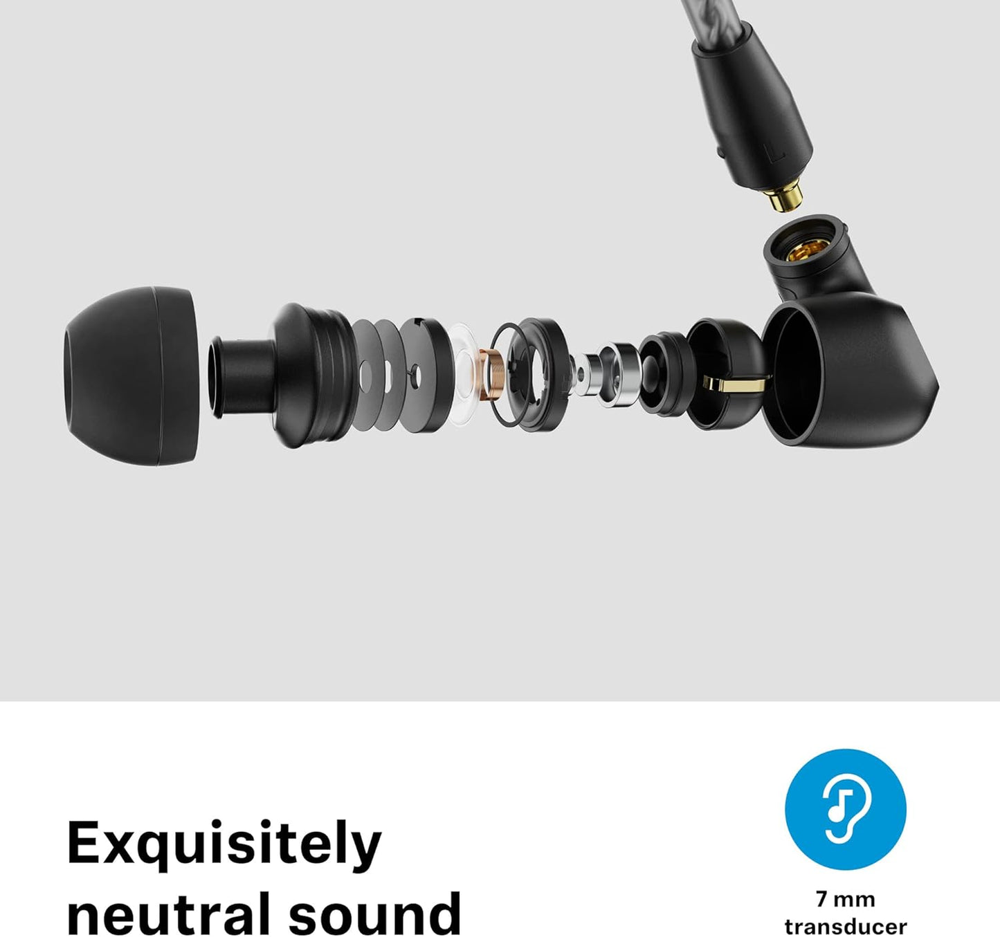 Sennheiser IE 200インチ インイヤーオーディオマニアヘッドホン - TrueResponse トランスデューサ ニュートラルサウンド インパクトのある低音 取り外し可能な編組ケーブル 柔軟なイヤーフック付き - ブラック