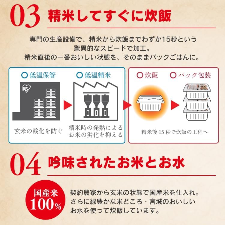 アイリスオーヤマ(IRIS OHYAMA) パックご飯 200g x 24個 国産米100% 低温製法米のおいしいごはん【約2分10秒で新米気分】