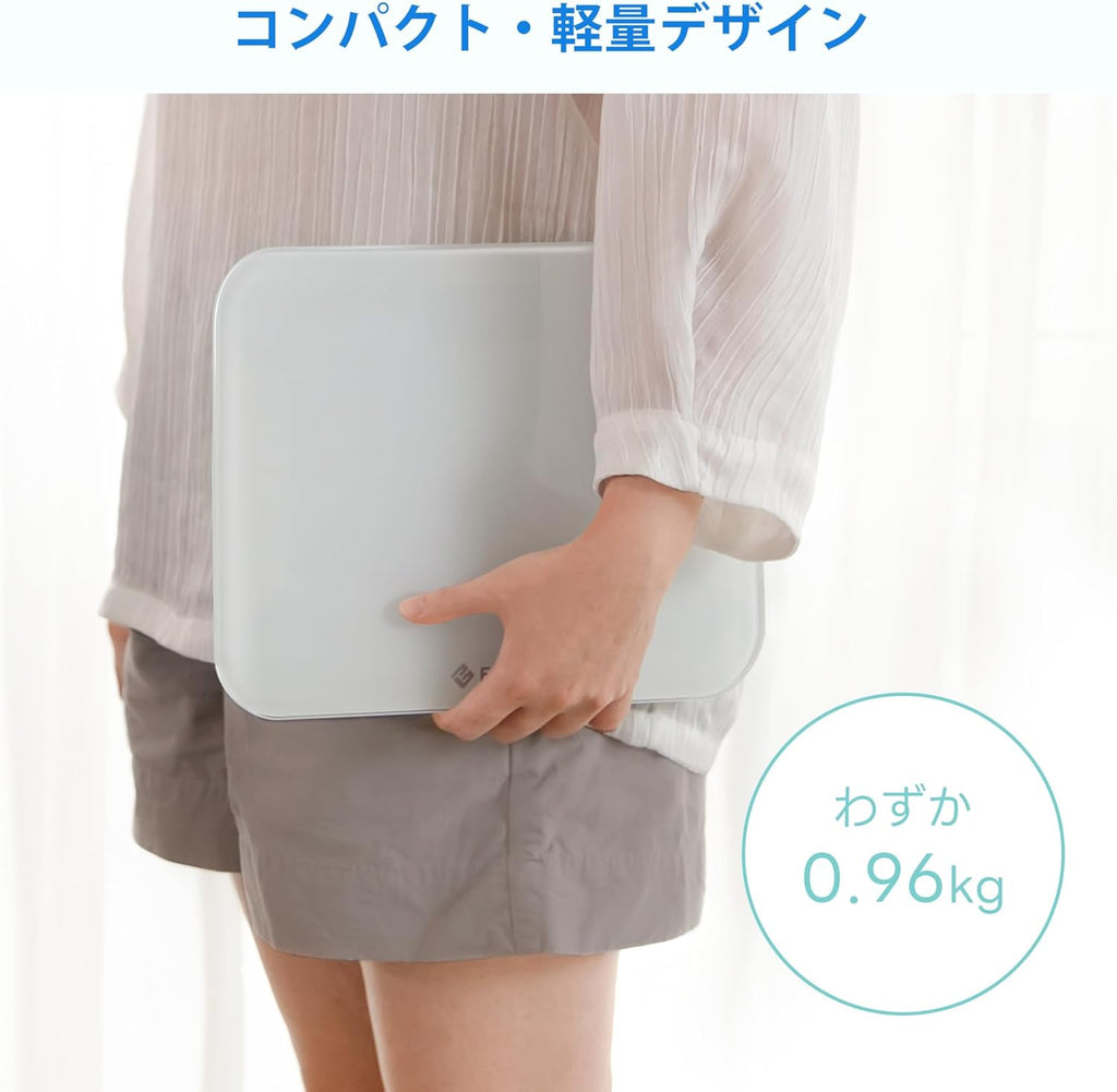 Etekcity 体重計 ヘルスメーター たいじゅうけい電源自動ON/OFF 小型 強化ガラス コンパクト 電池付属 EB4010J ホワイト