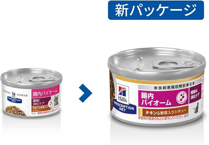 プリスクリプション・ダイエット ヒルズ プリスクリプションダイエット キャットフード ウェット 腸内バイオーム 缶詰 チキン&野菜入り 繊維/消化ケア 猫用 特別療法食 82gx24缶
