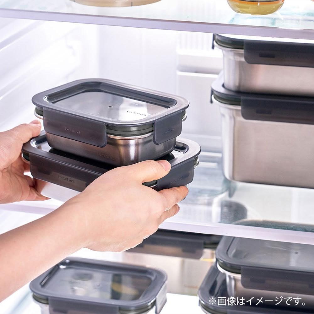 【訳あり】ベストコ ステンレス保存容器 電子レンジ オーブン 食洗機 対応 400ml 長方形 シルバー ロック&ロック ステンハード LST511