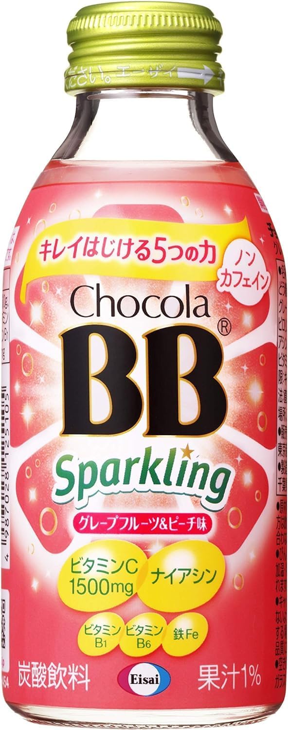【外箱傷あり】賞味期限2026.10 チョコラBBスパークリンググレープフルーツ&ピーチ味140mL×6本[栄養機能食品(ナイアシン)]