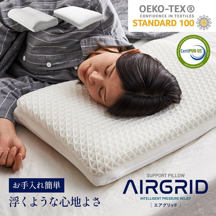 【訳あり】スマート・アイ(smart-i) 快眠枕 高反発 低反発 ハイブリッド設計 2way対応 横向き 仰向け エアグリッド構造 三角格子 3Dメッシュ 通気性 ウレタンフォーム 洗えるカバー Air Grid Pillow クラウドフィール 快適サポート 肩こり対策 軽量設計 クラシック