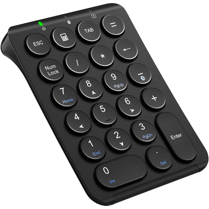 iClever テンキー Bluetooth ワイヤレス 数字 キーボード パンタグラフ式 超薄型 Tabキー付き ブルートゥース 無線 ナンバーパッド Type-C充電 左手デバイス 片手デバイス ショートカットキー Windows/iOS/Android対応 IC-KP08 (ブラック)