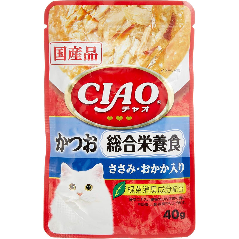 【訳あり】【賞味期限：2027.12.2】チャオ (CIAO) パウチ 総合栄養食 かつお ささみ・おかか入り 40g 16個セット