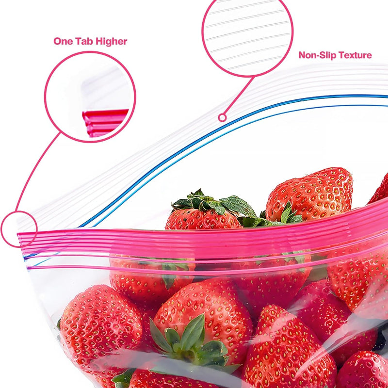 TYPLASTICS フリーザーバッグ ダブルジッパーバッグ 冷凍冷蔵食品保存袋 Lサイズ 120枚入り しっかり閉じられる 繰り返し使える（26.8*27.3cm）
