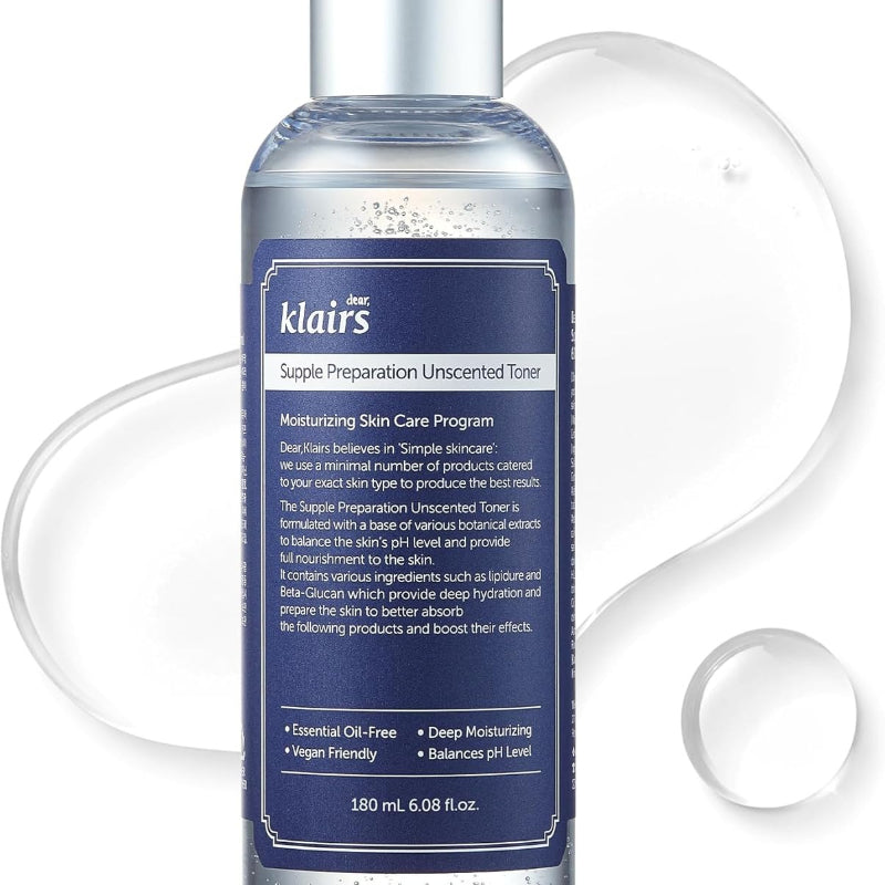 無香料 化粧水 [クレアス (Klairs)] しっとり 敏感肌 サプルプレパレーション アンセンテッド トナー 180ml オイルフリー アルコールフリー 高保湿タイプ 低刺激 導入化粧水 ヒアルロン酸 収れん スキンケア ヴィーガン 保湿 トラブル肌 toner