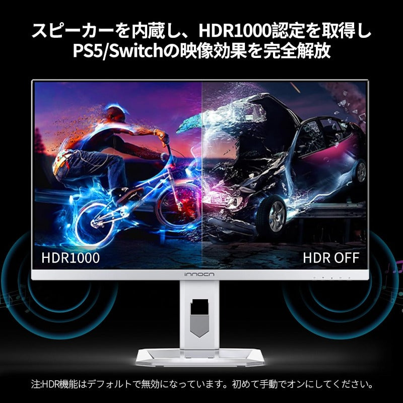 【整備済み】INNOCN 27M2V 27インチ ゲーミングモニター 4K ミニLED モニター 160Hz/144Hz, 1ms応答速度 HDR1000 QD 量子ドット（無輝点保証対応）, HDMI2.1/DP1.4/USB Type-C 90W/USB 3.0/USBA(USBハブ対応), スピーカー内蔵,高さ/左右/回転調整, 銀（2304分割）AMD FreeSync™ Premium