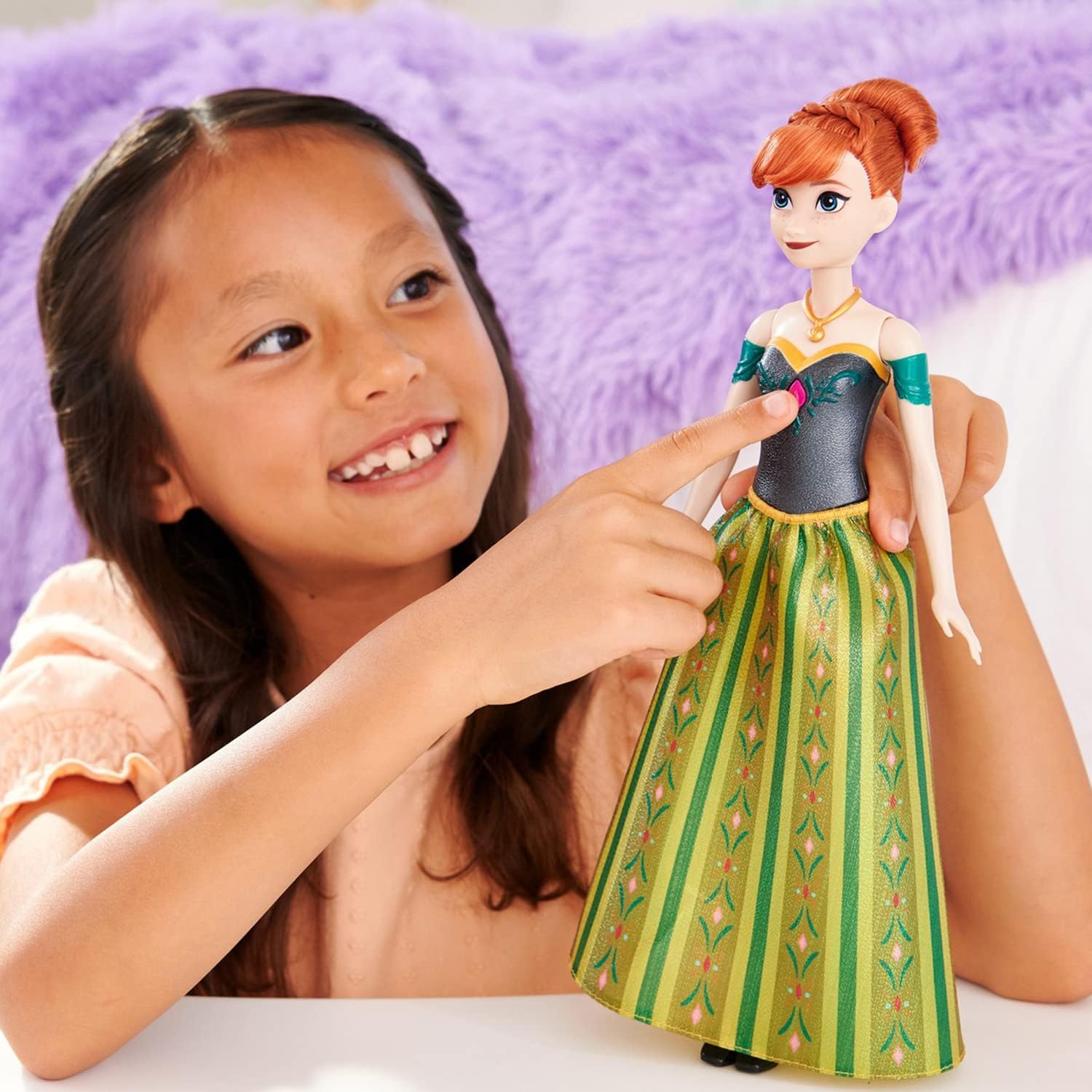 マテル アナと雪の女王（Disney Frozen） アナ（うたってたのしい！ドール）生まれてはじめて を 30秒間歌う きせかえ人形・ハウス ままごと・ごっこ遊び 3歳から グリーン JFH88