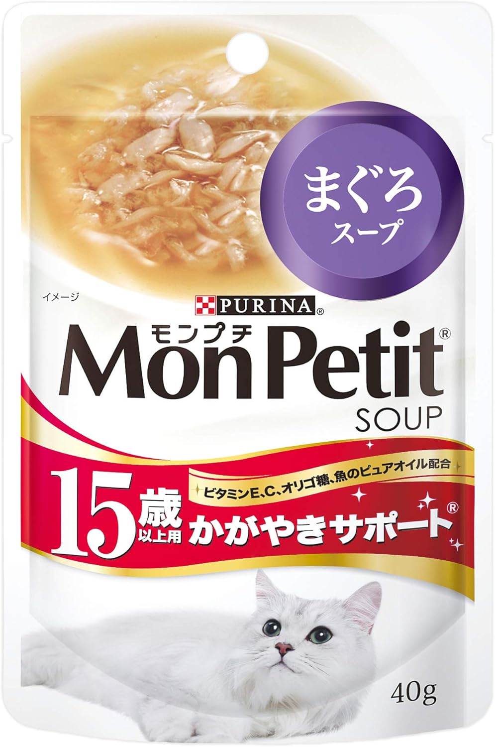 モンプチ スープ パウチ 高齢猫用(15歳以上) かがやきサポートまぐろスープ 40g×12袋入り (まとめ買い) [キャットフード]