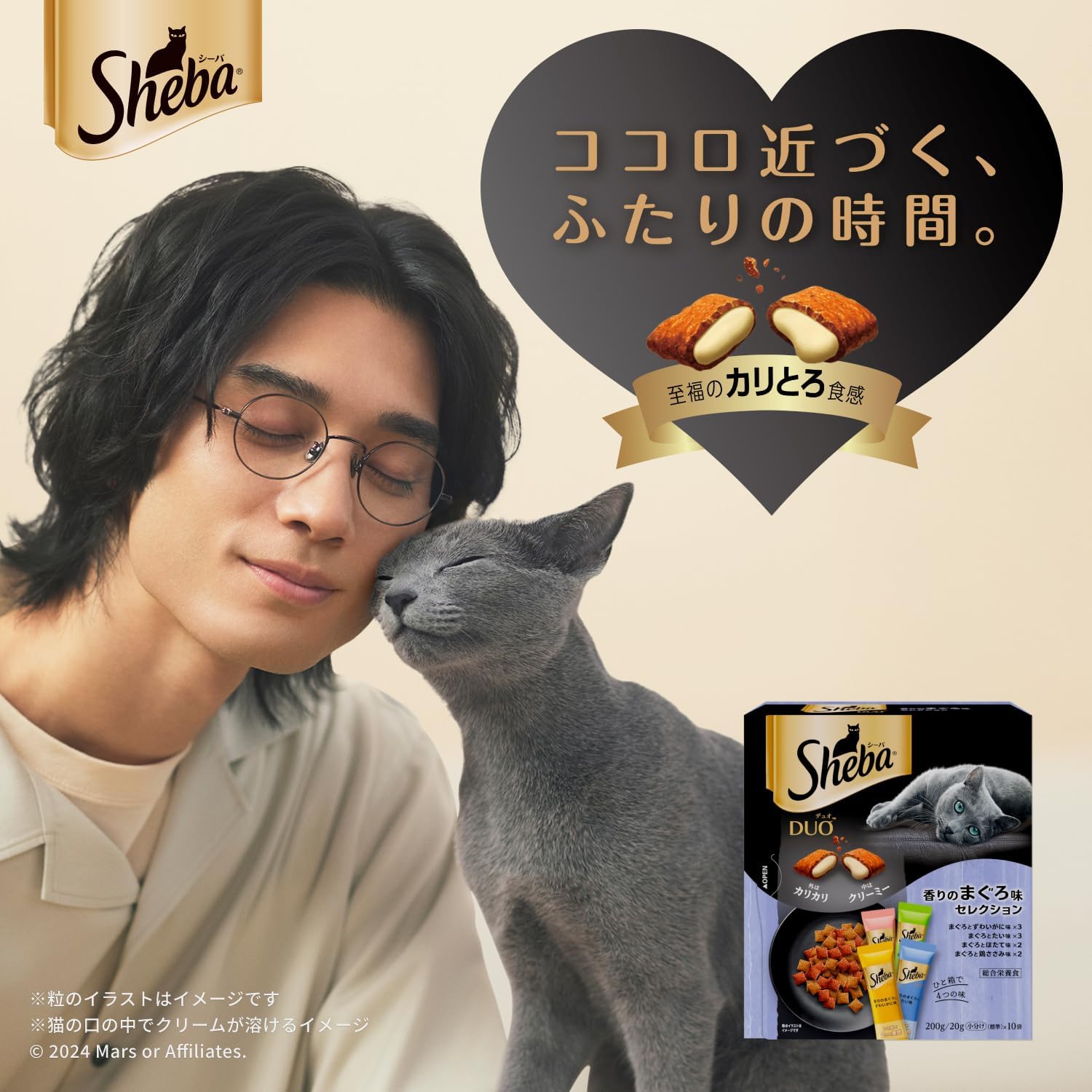 訳あり】【賞味期限：2027.3.29】シーバ デュオ プラス 成猫用 お腹の健康ケアセレクション 200g(20g×10袋)×4箱 ドライフード おやつ カリカリ 総合栄養食 腸内環境の健康維持をサポート キャットフード 猫 Sheba DUO PLUS 小分け 小袋 まとめ買い