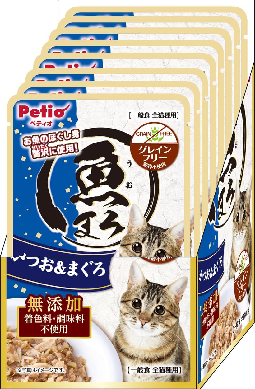 【訳あり】【賞味期限2028.6】ペティオ (Petio) 魚まろ かつお＆まぐろ 60ｇ×8袋入 (着色料・調味料無添加、グレインフリー（原材料として穀物不使用))