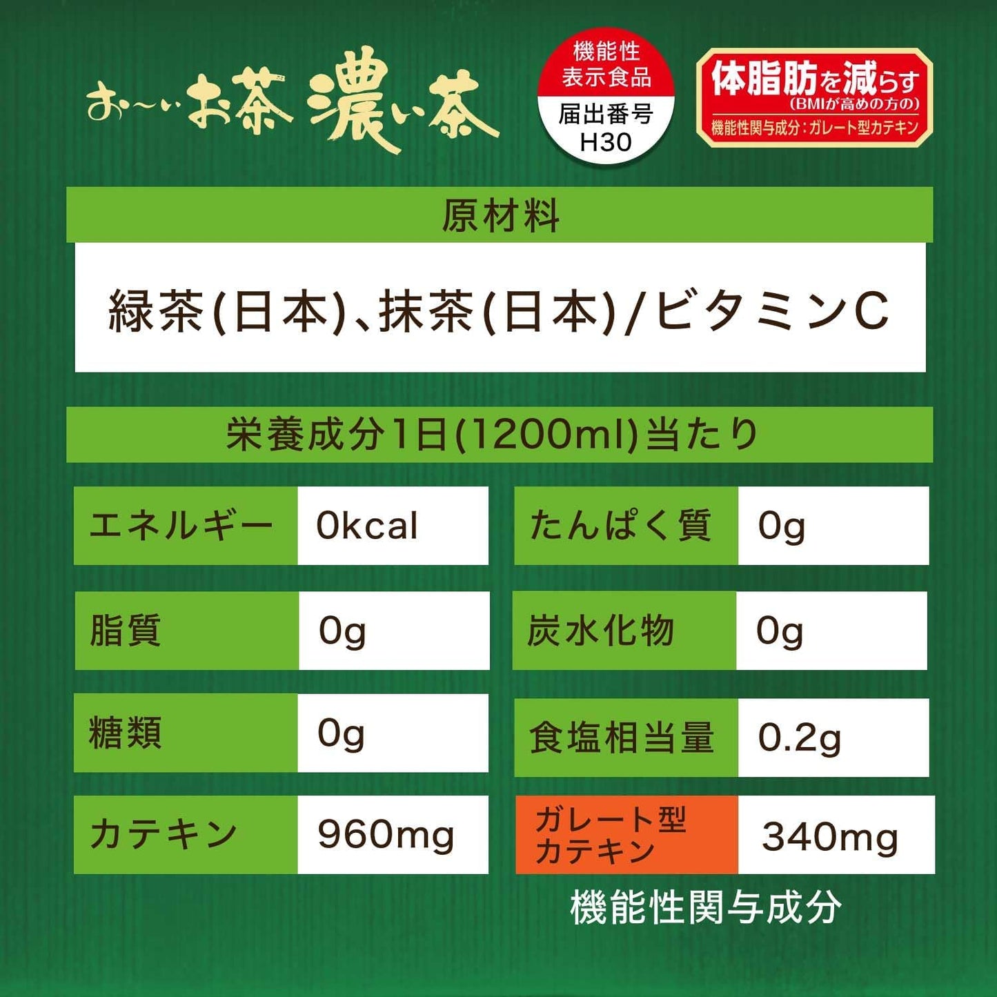 伊藤園 おーいお茶 濃い茶 460ml×30本 [ 機能性表示食品 ] スマートボトル