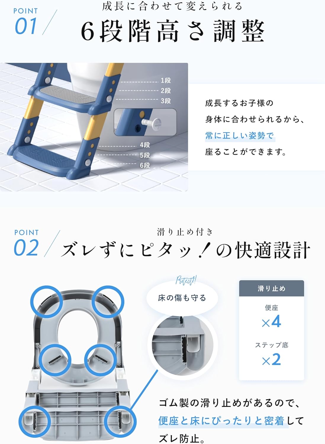 Mama＆Me 補助便座 【助産師監修】【６段階高さ調整ｘ拘りの安定感】【最高級PUシート予備カバー付】 子供 おまる トイレトレーニング 【超軽量1kg耐荷重80kg】【高級ギフト用パッケージ写真付きカンタン説明書】適合率98%以上 （グレー）