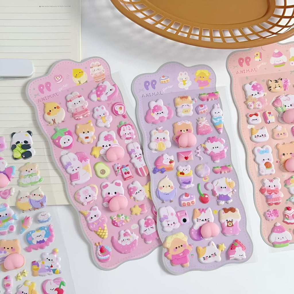 【4枚セット】おしりぷにぷにシール 3D立体 おしりシール かわいい もちもち エポキシ樹脂安全素材 すぐ使える粘着 簡単剥離 はがせるデカール 3dステッカー 子供 貼り付け可能 贈り物 手帳 携帯 DIY用 手帳用 女の子 プレゼント おしゃれ小物