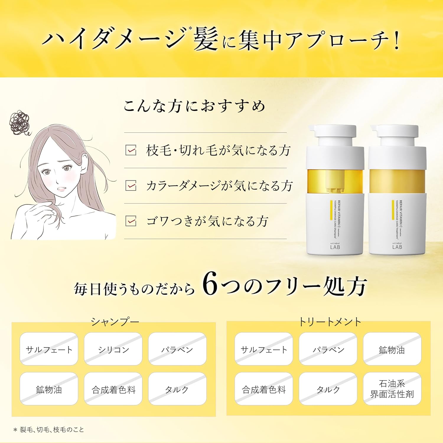 unlabel アンレーベル Vリペア ヘアトリートメント 日本製 ヘアケア ビタミンC誘導体 美容液 保湿 集中ケア ダメージ補修 ツヤ髪 400ｍL
