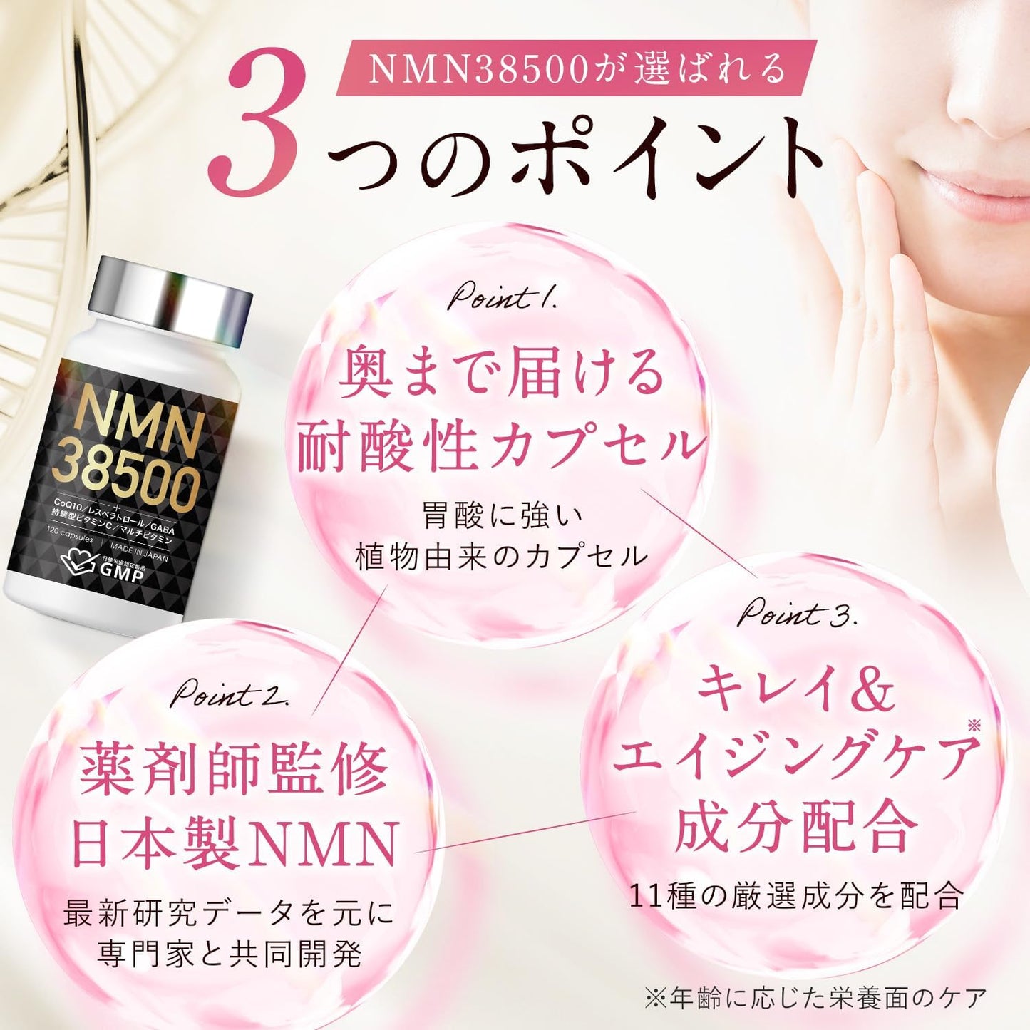 NMN サプリメント 38500mg (1粒321mg) 日本製 高純度100% GMP認定工場 耐酸性 サプリ 全ロット分析 120日分 LaboTech-pH