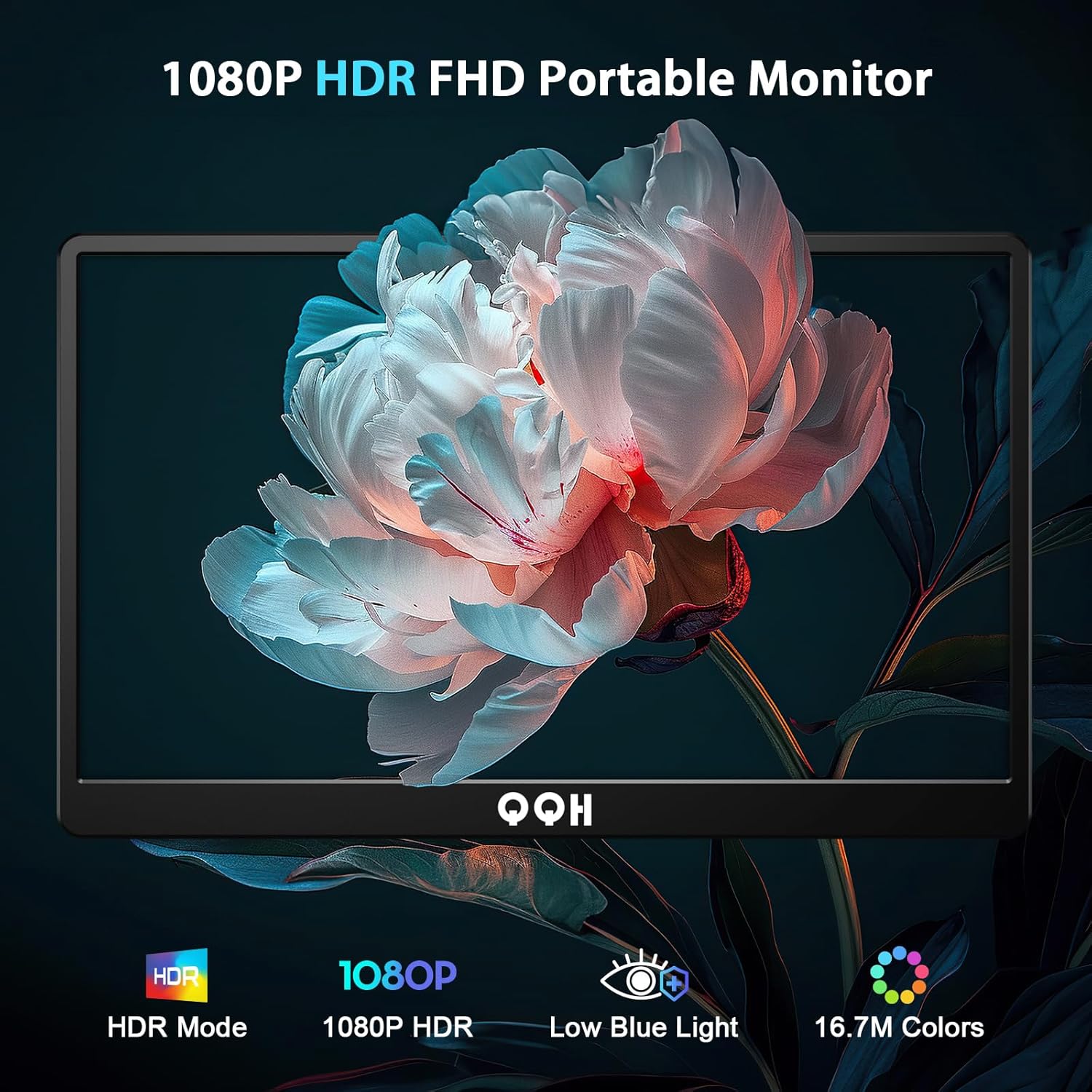 モニター、QQH 15.6インチ トラベルモニター ノートパソコン用 1080P フルHD IPS セカンドスクリーン、ゲーミングモニター、USB-C・HDMI対応 外付けディスプレイ（コンピューター／スマートフォン／PC／Mac／PS4／Switch対応）