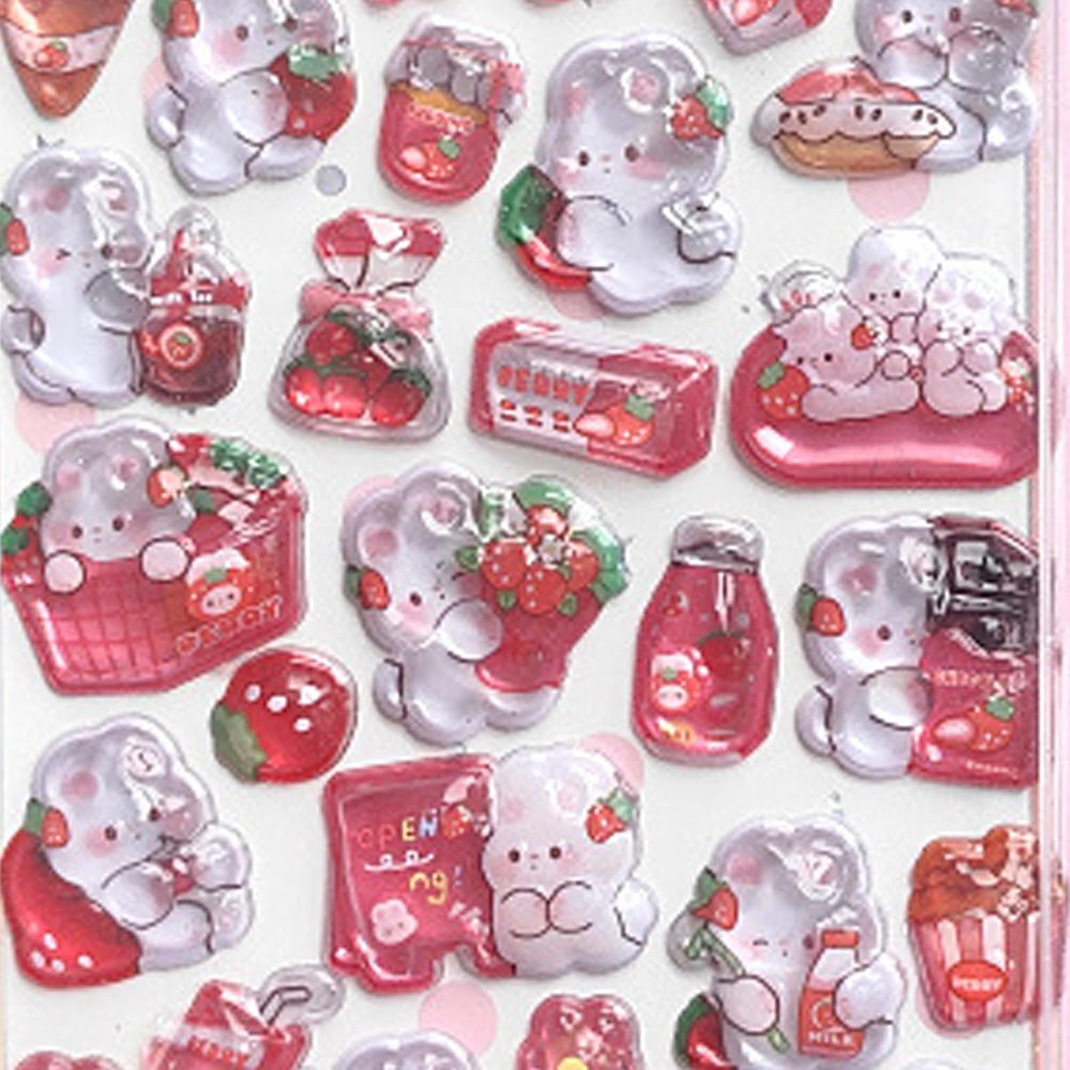 【４枚セット】漫画エンボス動物粘着 PVC ステッカー子供スクラップブッキングのための報酬ジャーナルプランナーフォトアルバム電話ケース隆起テクスチャクリスタル