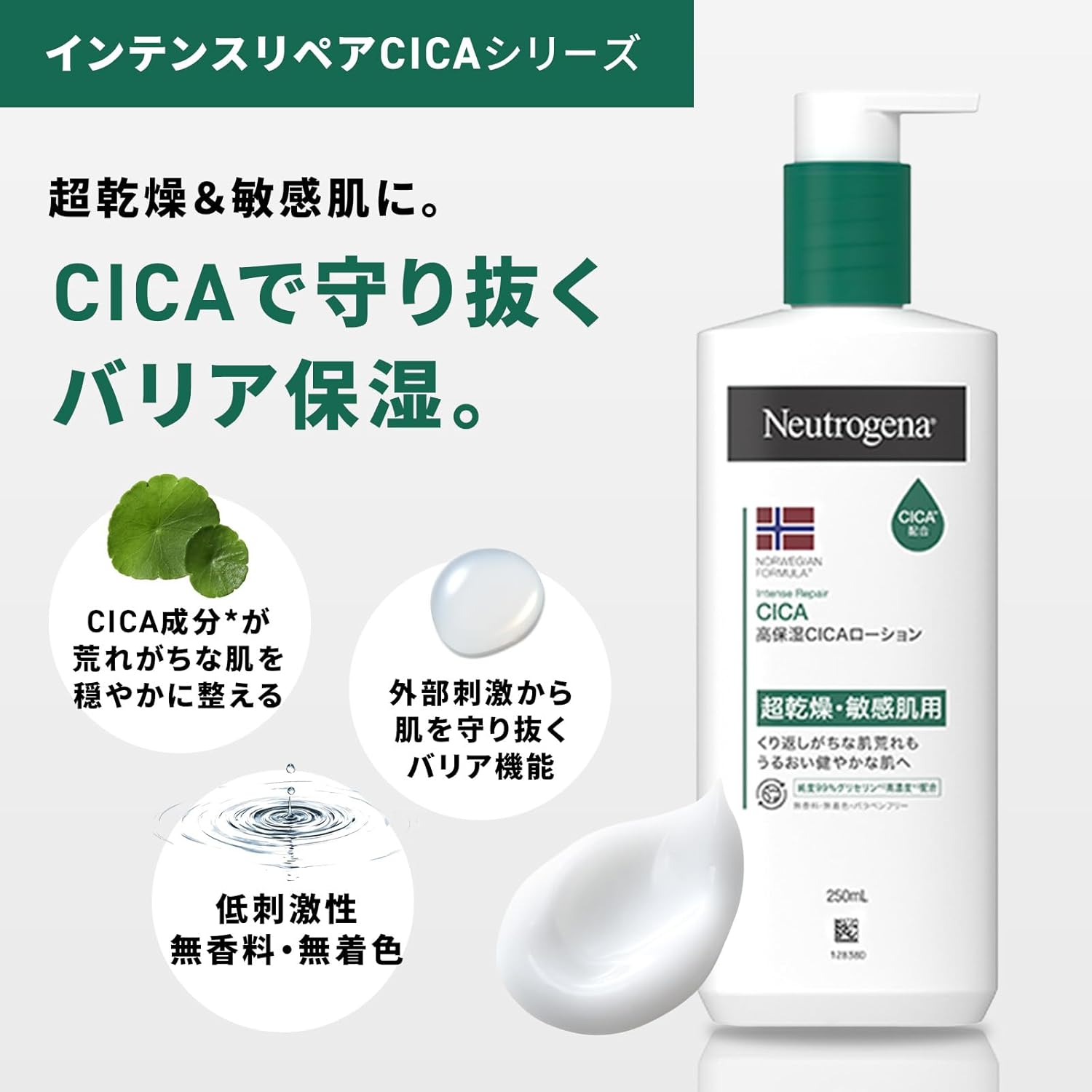 【訳合り】Neutrogena ニュートロジーナ ノルウェーフォーミュラ インテンスリペア CICA エマルジョン 450ml シカ シカクリーム 保湿 超乾燥 敏感肌 肌荒れ スキンケア ボディクリーム 【大容量】