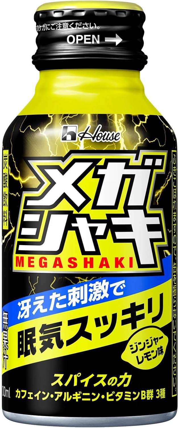 【外箱傷あり】賞味期限2027.01ハウスウェルネスフーズ メガシャキ 100ml×6本(冴えた刺激で眠気スッキリ)ジンジャーレモン味