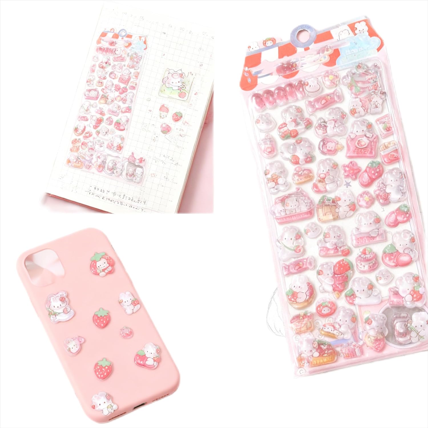 【４枚セット】漫画エンボス動物粘着 PVC ステッカー子供スクラップブッキングのための報酬ジャーナルプランナーフォトアルバム電話ケース隆起テクスチャクリスタル