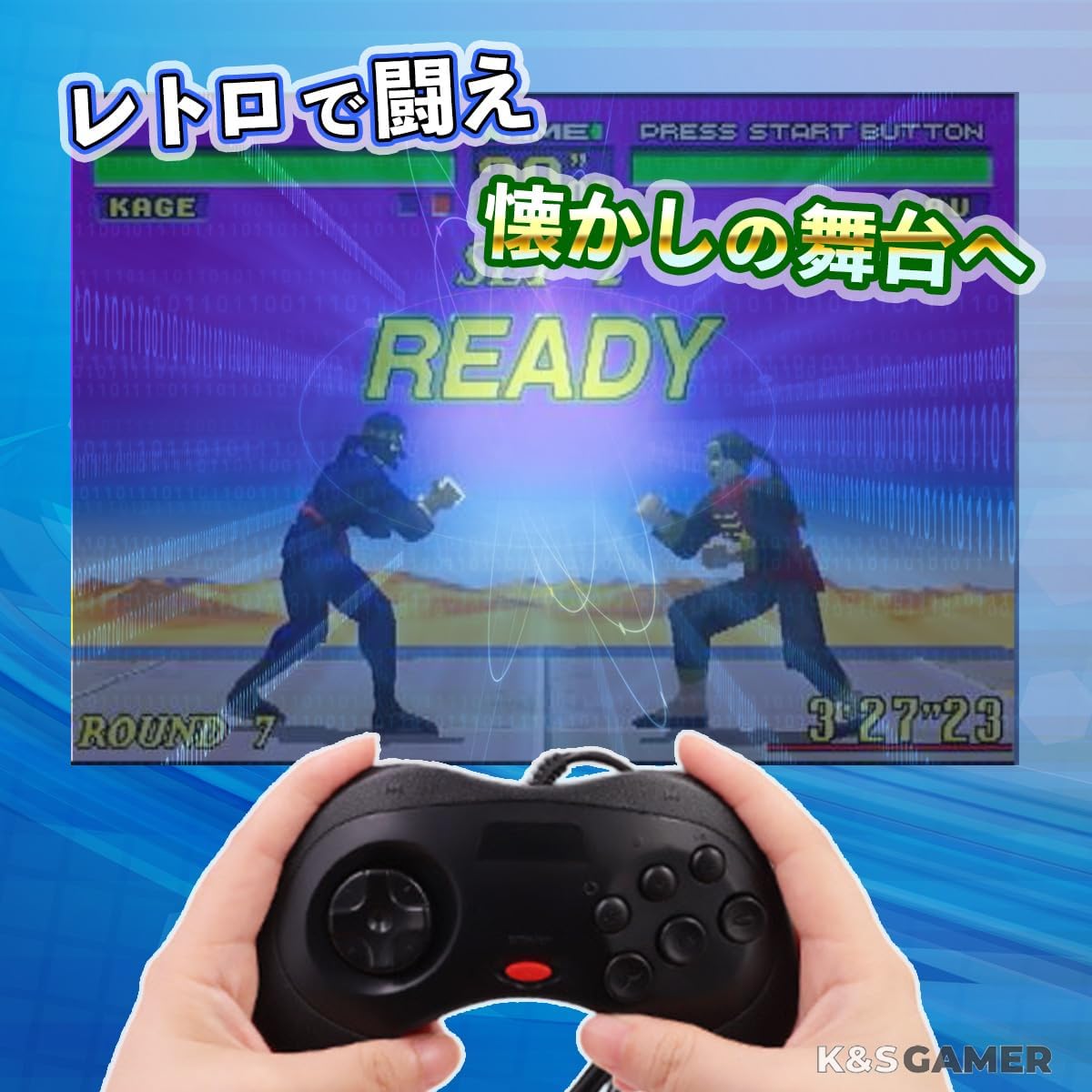K&SGAMER セガ サターン型 ゲームパッド USB コントローラー Steam PC 対応 (ブラック)