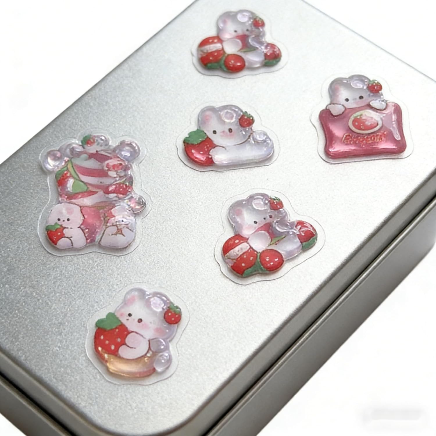 【４枚セット】漫画エンボス動物粘着 PVC ステッカー子供スクラップブッキングのための報酬ジャーナルプランナーフォトアルバム電話ケース隆起テクスチャクリスタル