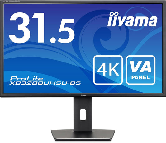 iiyama モニター ディスプレイ XB3288UHSU-B5 31.5インチ 4K VA方式 HDMI DisplayPort USBハブ 高さ調整 角度調整 全ケーブル付 3年保証 国内サポート
