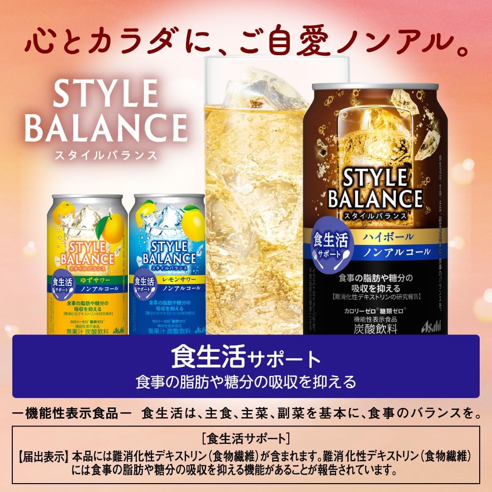 スタイルバランス 食生活サポート ゆずサワー アサヒ ノンアルコールチューハイ 350ml24本