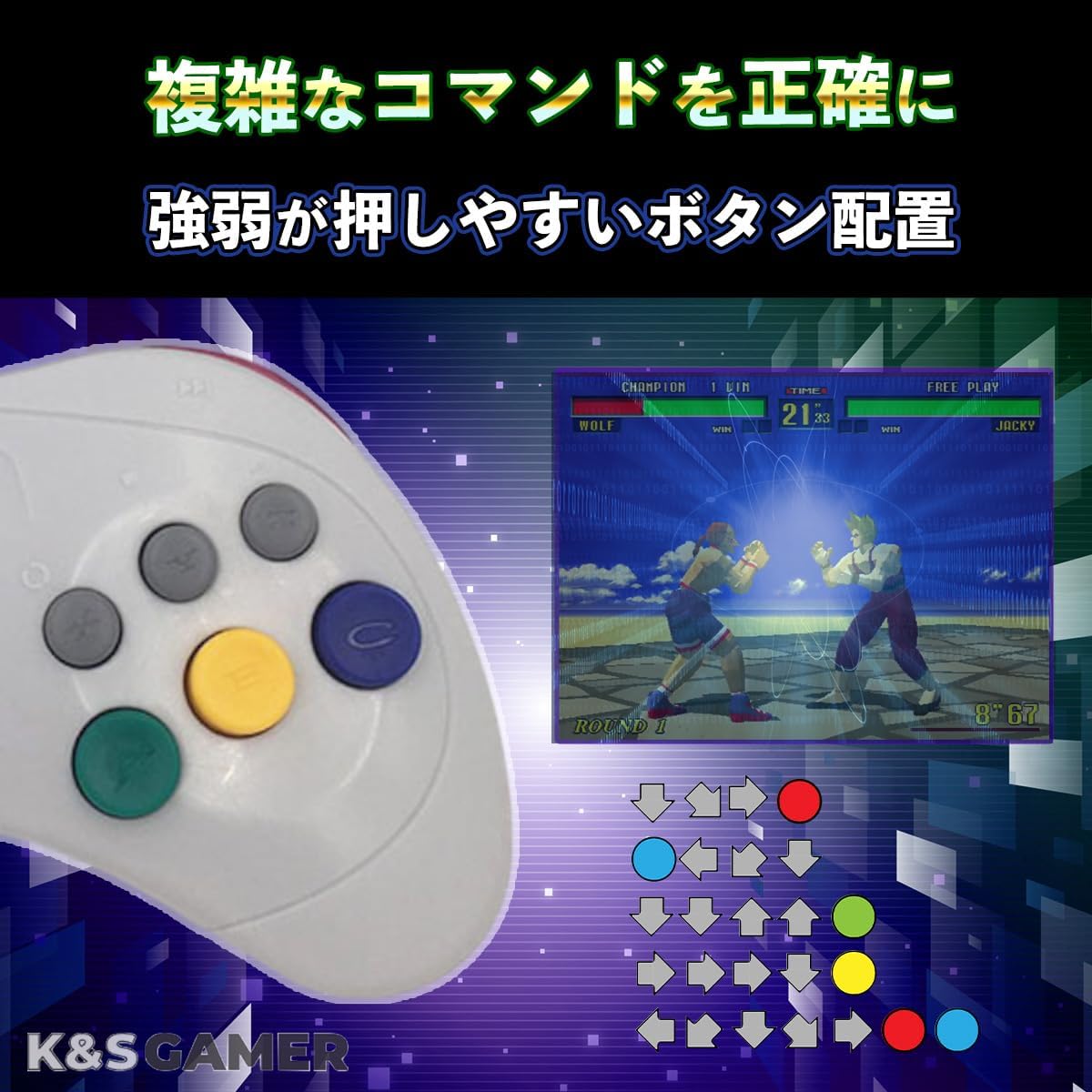 K&SGAMER セガ サターン型 ゲームパッド USB コントローラー Steam PC 対応 (ブラック)