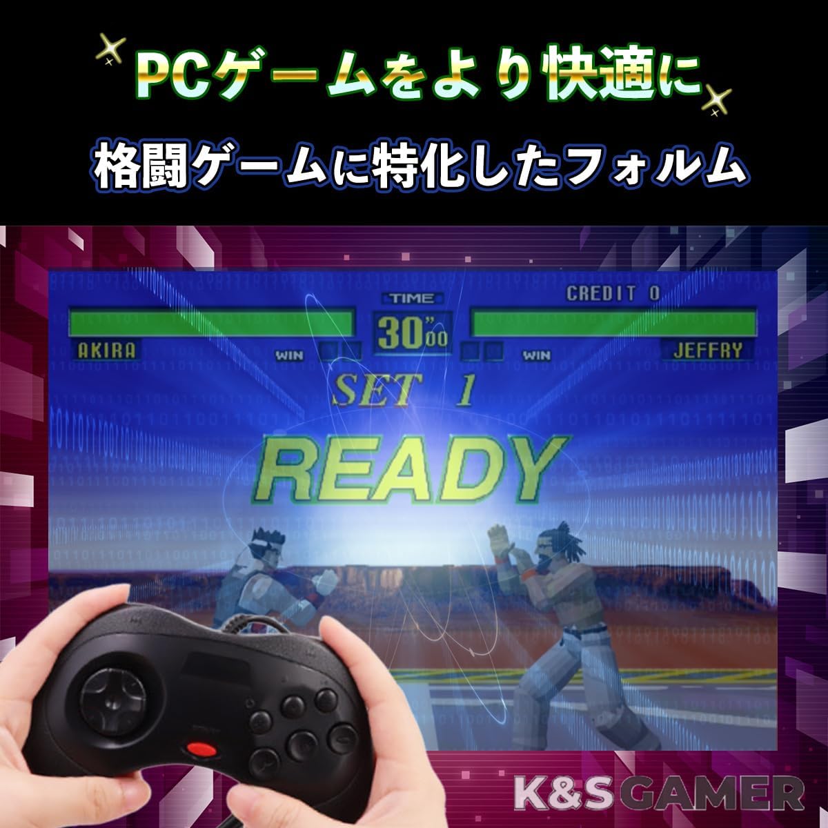 K&SGAMER セガ サターン型 ゲームパッド USB コントローラー Steam PC 対応 (ブラック)