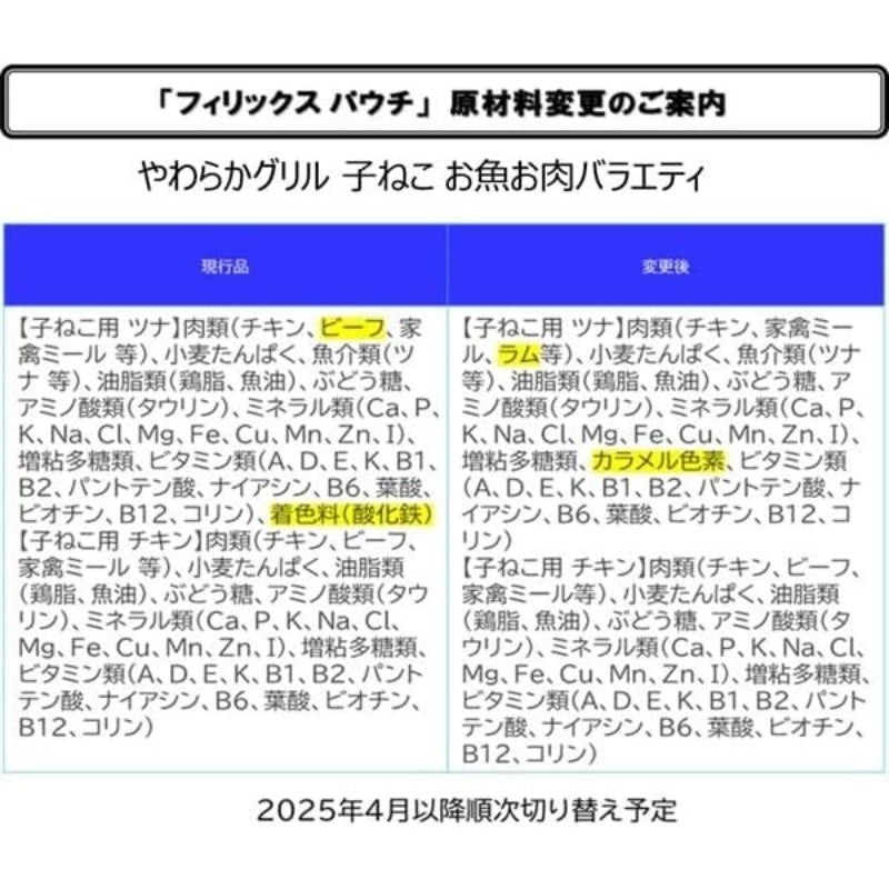【訳あり】【賞味期限：2027.11】フィリックス パウチ キャットフード やわらかグリル 子ねこ お魚お肉バラエティ 50gX12袋