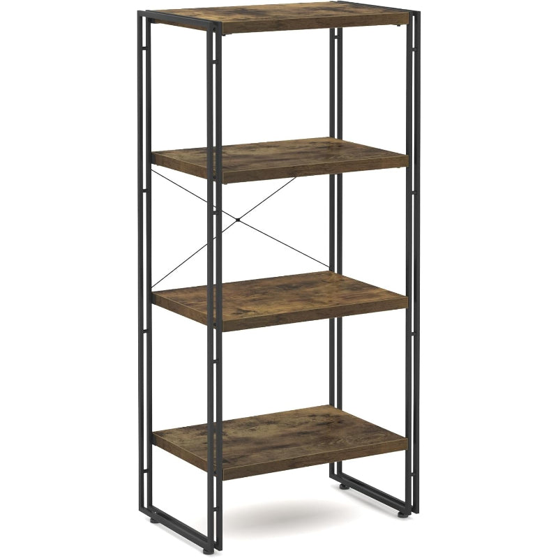 オープンシェルフ おしゃれ ラック 本棚 収納ラック (ウォルナット, 4段/サイズ：42 X 30X 125)