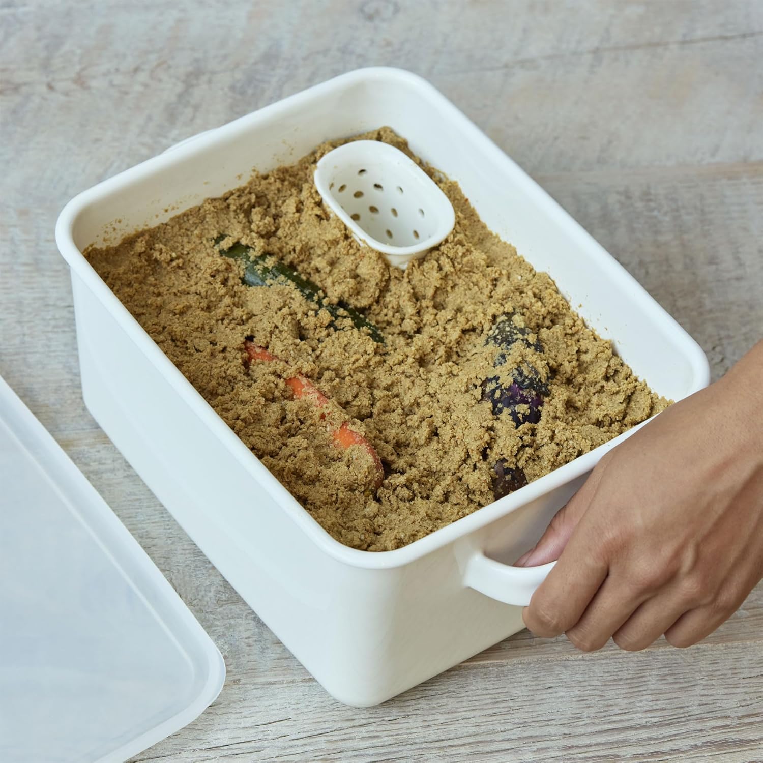 無印良品 磁器 ぬか床用 水取り器 約幅6.5×奥行5×高さ6.5cm 76045885