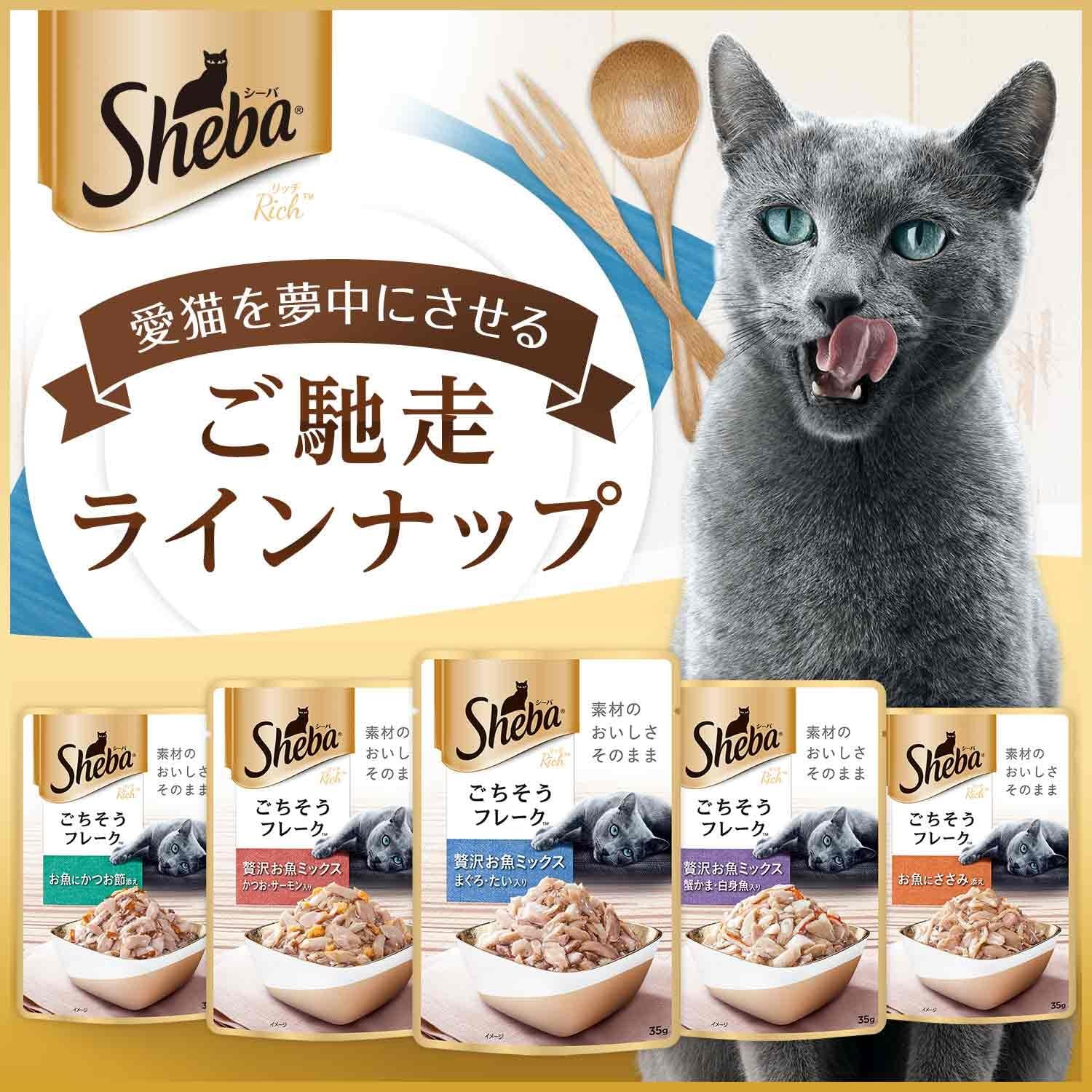 【訳あり】【賞味期限：2028.1.13】シーバ リッチ ウェット 成猫用 お魚にかつお節添え 35g×12袋 水分補給 キャットフード 猫 Sheba パウチ