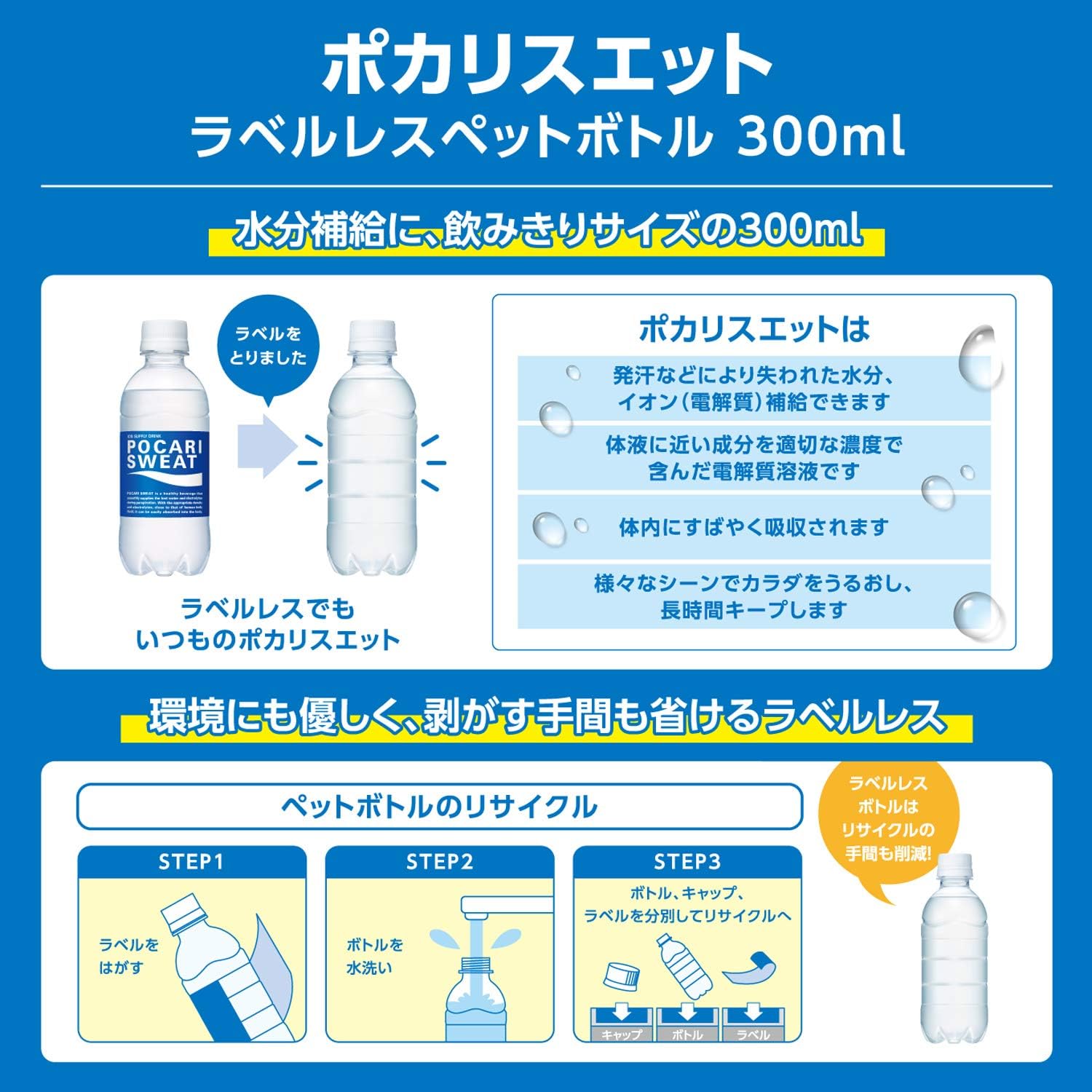 【賞味期限：2026.5.31】ポカリスエット 大塚製薬 ポカリスエット ラベルレス 300ml ×24本