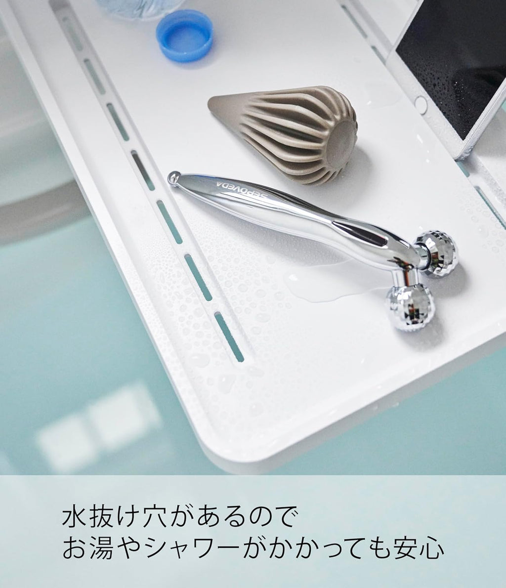 山崎実業(Yamazaki) マグネット バスルーム 折り畳み 棚 ホワイト 約W22XD38.7XH22cm タワー 簡単取付 省スペース
