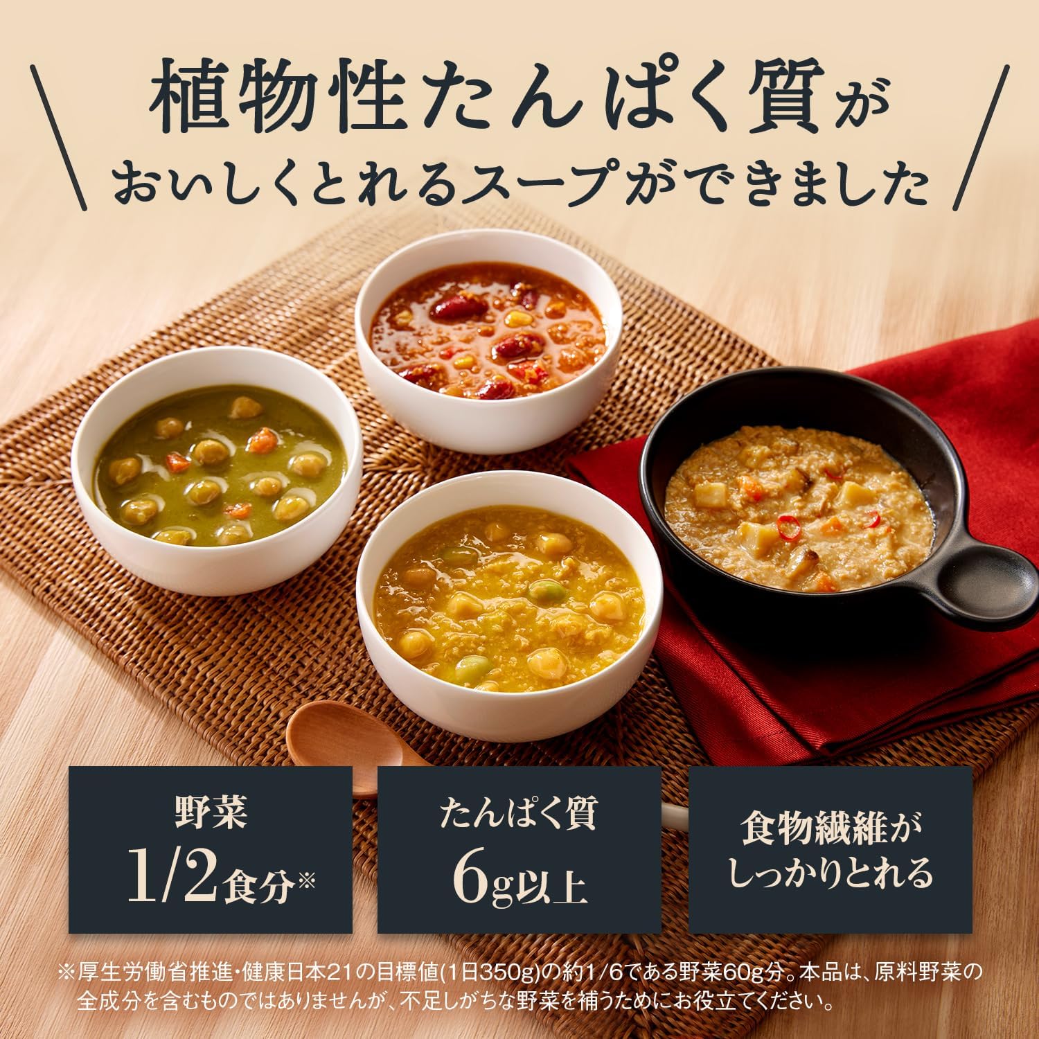 【賞味期限：2027.6.8】サポベジ カゴメ 植物性たんぱく質がとれるスープ 完熟トマトのチリビーンズスープ 160g×5袋