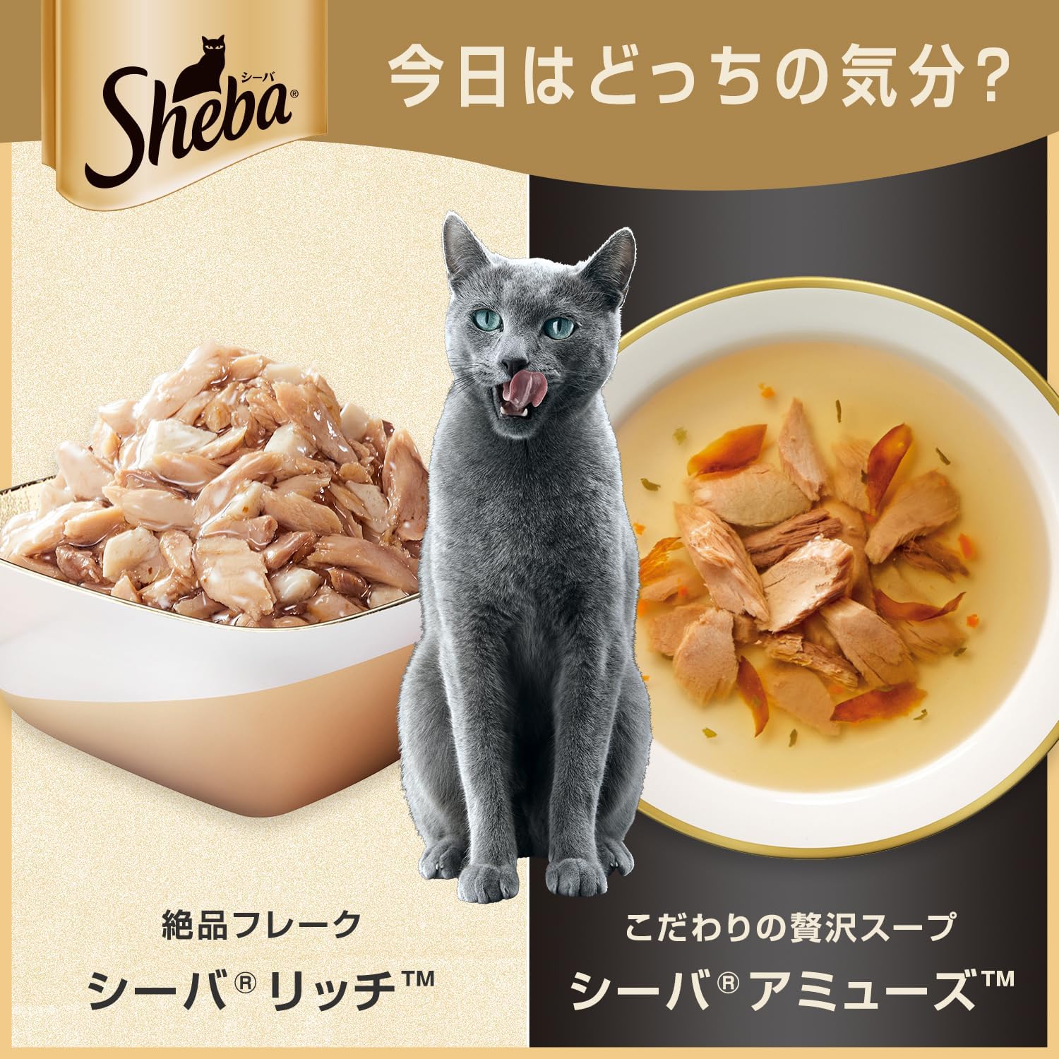 【賞味期限27.10.24】シーバ アミューズ ウェット 成猫用 シーフードスープ 蟹かま、サーモン添え 40g×12袋 水分補給 キャットフード 猫 Sheba パウチ