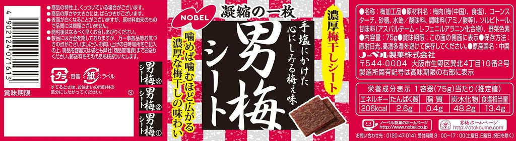 【賞味期限：2026.07.31】ノーベル 男梅シートボトル 75g×4個